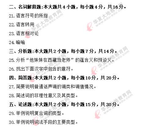2020年《语言学概论》8月自考真题:名词解释+分析+简答+论述 2020年《语言学概论》8月自考真题:名词解释+分析+简答+论述