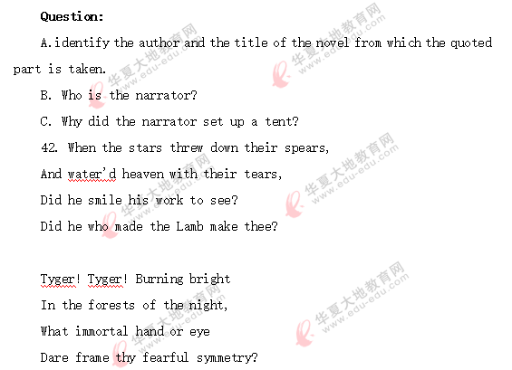 2020上半年自考《英美文学选读》8月考试真题:阅读理解题-回忆版 2020上半年自考《英美文学选读》8月考试真题:阅读理解题-回忆版