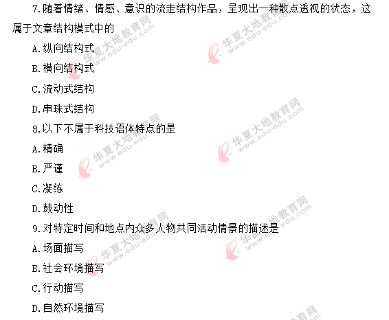 2020年《写作(一)》8月高等自考真题:单选(1-10题) 2020年《写作(一)》8月高等自考真题:单选(1-10题)