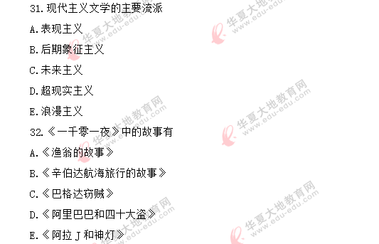 2020年自考8月《外国文学史》考试真题:多选题(回忆版) 2020年自考8月《外国文学史》考试真题:多选题(回忆版)