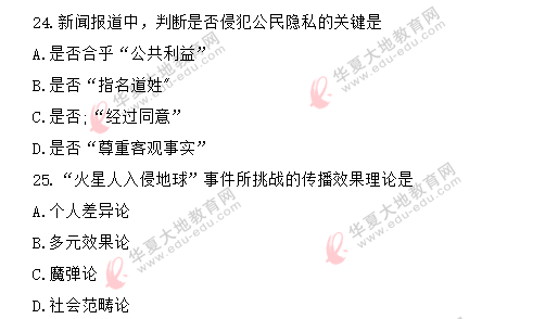 网友回忆:2020年8月自考《传播学概论》真题-单选(21-25题) 网友回忆:2020年8月自考《传播学概论》真题-单选(21-25题)