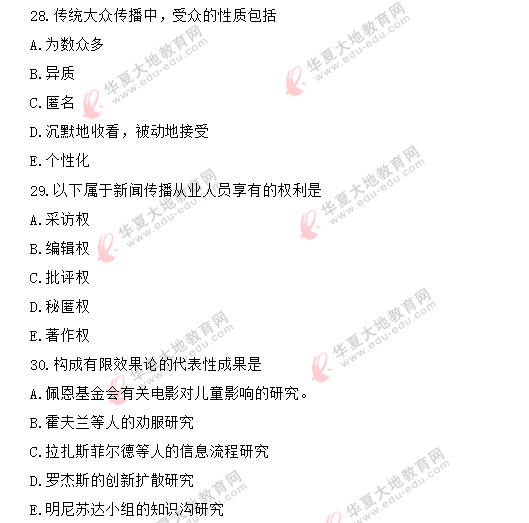回忆版】2020年8月《传播学概论》自考真题-多选题 回忆版】2020年8月《传播学概论》自考真题-多选题