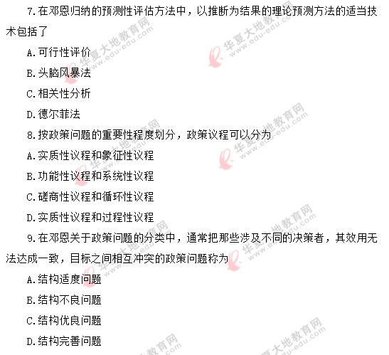 【回忆版】2020年《公共政策00318》8月自考真题-单选题1-10题 【回忆版】2020年《公共政策00318》8月自考真题-单选题1-10题