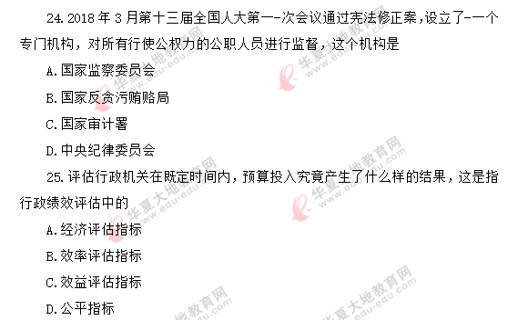 2020年8月自考《行政管理学00277》真题:单选题(21-25)回忆版 2020年8月自考《行政管理学00277》真题:单选题(21-25)回忆版