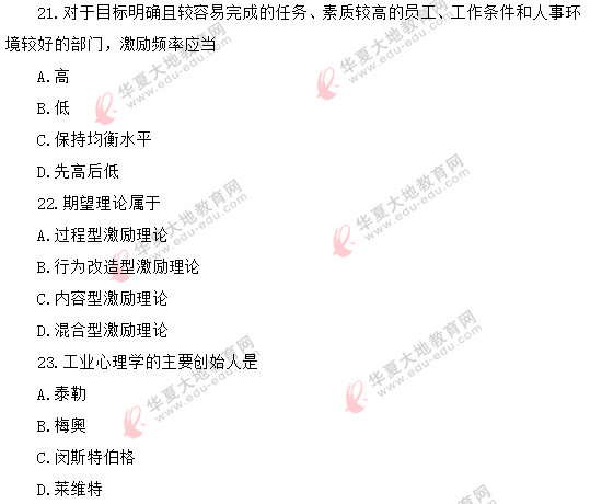 自考2020年《组织行为学00152》8月考试真题:单项选择题(21-25) 自考2020年《组织行为学00152》8月考试真题:单项选择题(21-25)
