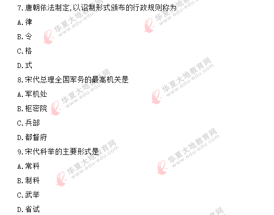 2020年8月自考《中国行政史00322》考试真题:单选1-10题 2020年8月自考《中国行政史00322》考试真题:单选1-10题