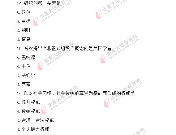 回忆版!2020年《现代管理学00107》8月自考单选题考试真题(11-20) 回忆版!2020年《现代管理学00107》8月自考单选题考试真题(11-20)