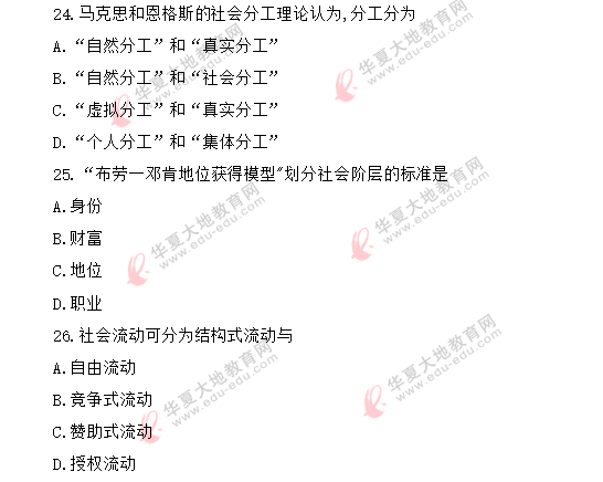 2020年《社会学概论00034》8月自考真题:单选21-30题 2020年《社会学概论00034》8月自考真题:单选21-30题