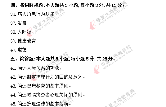 2020年8月《护理学导论03201》自考真题:名词解释+简答题 2020年8月《护理学导论03201》自考真题:名词解释+简答题