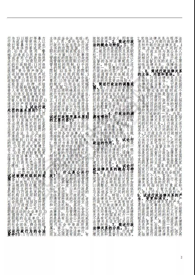 2020年4月 00261行政法学-比较全的小抄 2020年4月 00261行政法学-比较全的小抄