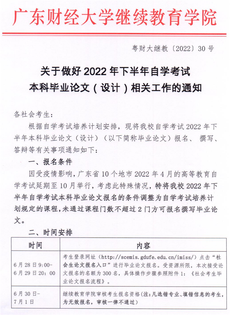 广东财经大学2022年下半年自学考试(社会考生)本科毕业论文(设计)相关工作通知 广东财经大学2022年下半年自学考试(社会考生)本科毕业论文(设计)相关工作通知