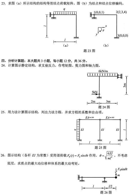 2021年10月自考02439结构力学(二)真题与答案 2021年10月自考02439结构力学(二)真题与答案