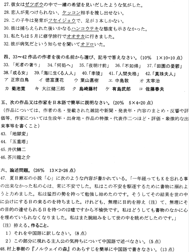 2022年4月高等教育自学考试日本文学选读模拟试题 2022年4月高等教育自学考试日本文学选读模拟试题