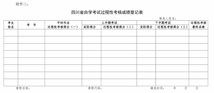 附件三:攀枝花学院自学考试过程性考核平时成绩登记表.png 附件三:攀枝花学院自学考试过程性考核平时成绩登记表.png
